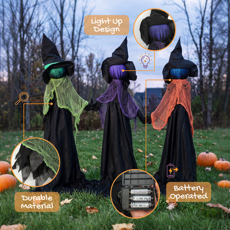 Polyester Halloween Witch Holding Hands 120cm High - Velmora