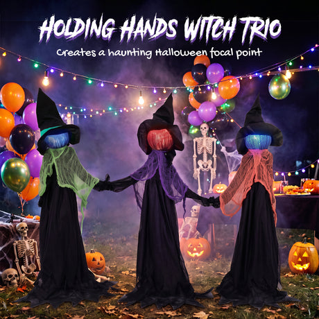 Polyester Halloween Witch Holding Hands 120cm High - Velmora