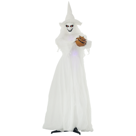Polyester Halloween Witch Holding Pumpkin Head 189cm High - Velmora