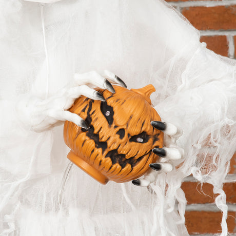 Polyester Halloween Witch Holding Pumpkin Head 189cm High - Velmora