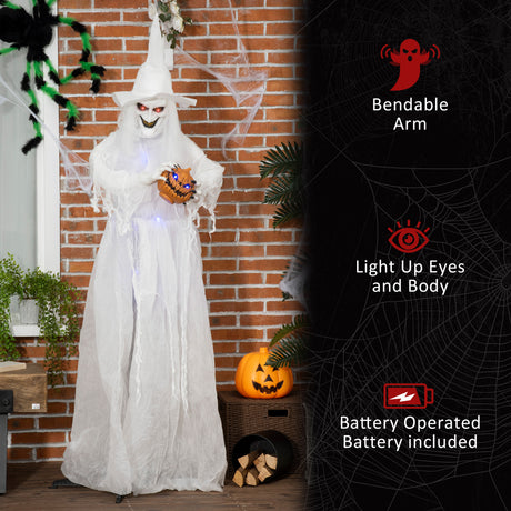 Polyester Halloween Witch Holding Pumpkin Head 189cm High - Velmora