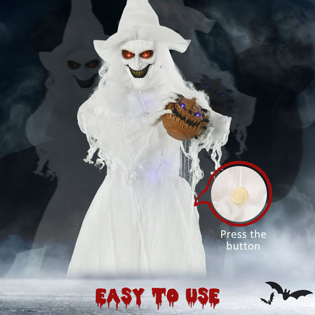 Polyester Halloween Witch Holding Pumpkin Head 189cm High - Velmora