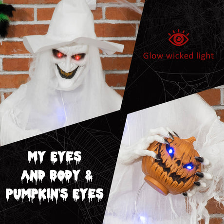 Polyester Halloween Witch Holding Pumpkin Head 189cm High - Velmora
