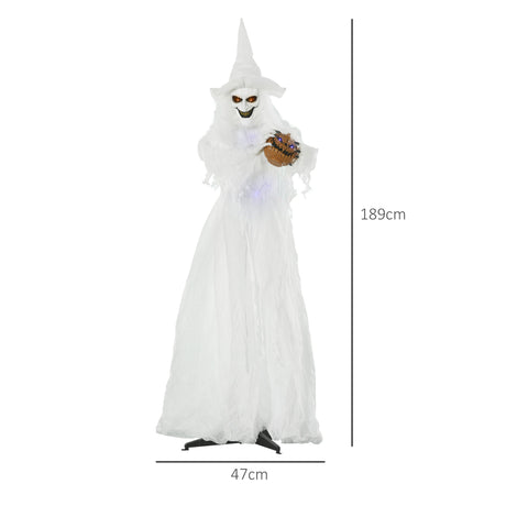Polyester Halloween Witch Holding Pumpkin Head 189cm High - Velmora
