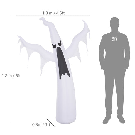 Polyester Inflatable Halloween Floating Ghost 180cm High With LED - Velmora