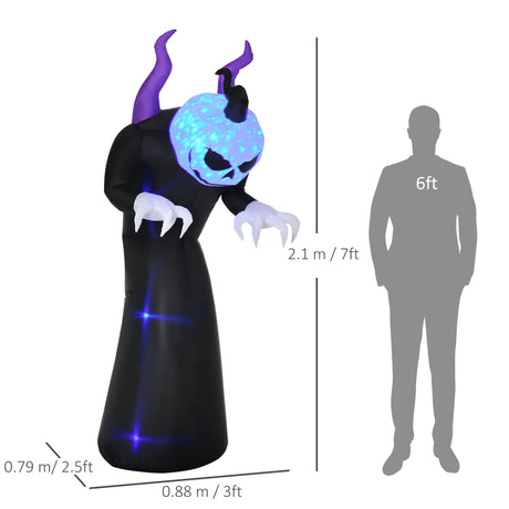Polyester Inflatable Halloween Ghost 210cm High With LED - Velmora