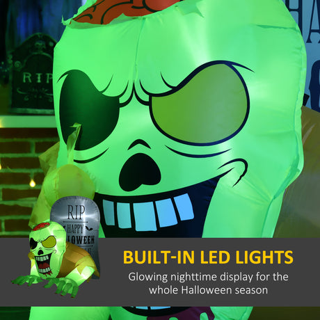 Polyester Inflatable Halloween Ghost and Tombstone 180cm High With LED - Velmora
