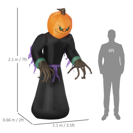 Polyester Inflatable Halloween Ghost Head Monster Vampire 210cm High With LED - Velmora