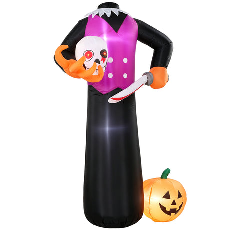 Polyester Inflatable Halloween Headless Skeleton 185cm High With LED - Velmora