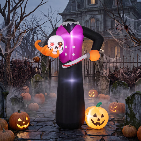 Polyester Inflatable Halloween Headless Skeleton 185cm High With LED - Velmora