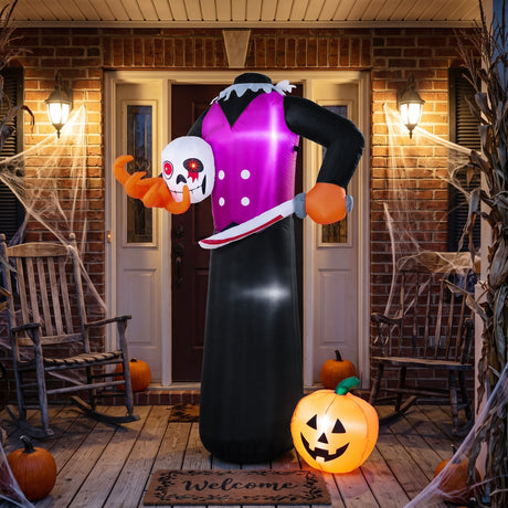 Polyester Inflatable Halloween Headless Skeleton 185cm High With LED - Velmora