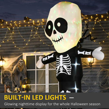 Polyester Inflatable Halloween Skeleton 300cm High With LED - Velmora