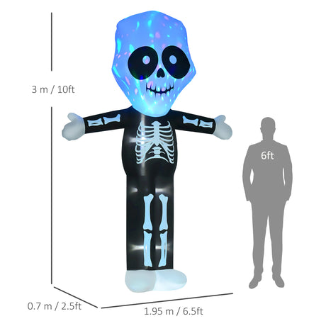 Polyester Inflatable Halloween Skeleton 300cm High With LED - Velmora