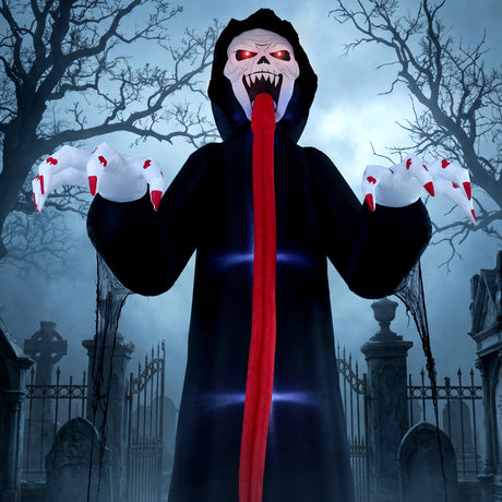 Polyester Inflatable Halloween Skeleton 310cm High With LED - Velmora