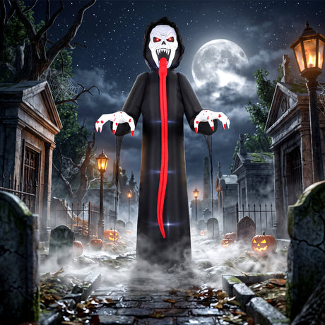 Polyester Inflatable Halloween Skeleton 310cm High With LED - Velmora