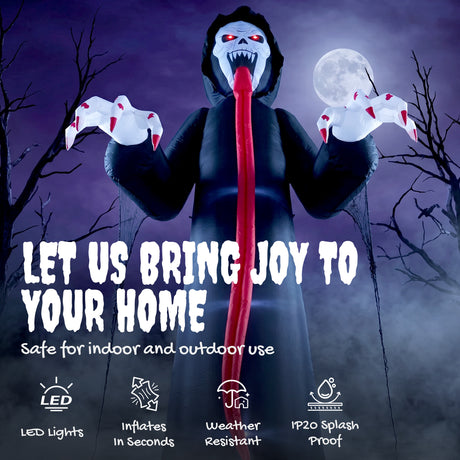 Polyester Inflatable Halloween Skeleton 310cm High With LED - Velmora