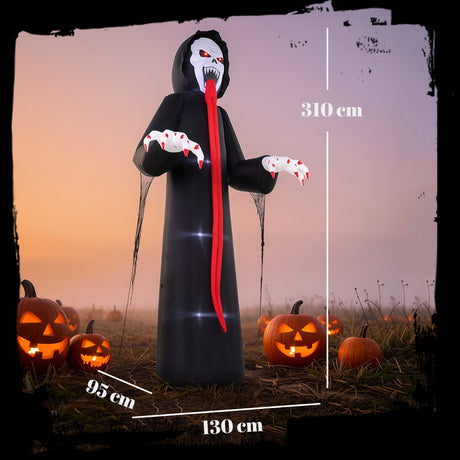 Polyester Inflatable Halloween Skeleton 310cm High With LED - Velmora