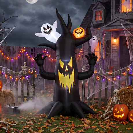 Polyester Inflatable Halloween Spooky Tree 250cm High With LED - Velmora