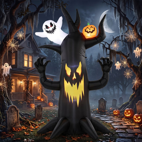 Polyester Inflatable Halloween Spooky Tree 250cm High With LED - Velmora