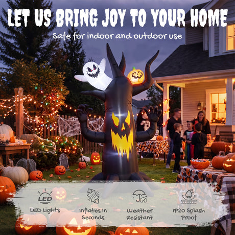 Polyester Inflatable Halloween Spooky Tree 250cm High With LED - Velmora