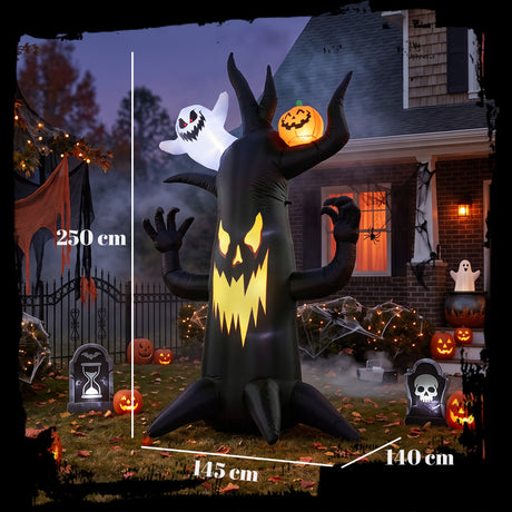 Polyester Inflatable Halloween Spooky Tree 250cm High With LED - Velmora
