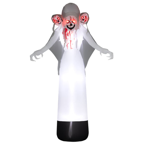 Polyester Inflatable Halloween Three Headed Ghost 270cm High With LED - Velmora