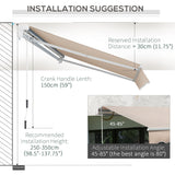 Polyester Manual Awning 295cm Wide x 250cm Depth - Velmora