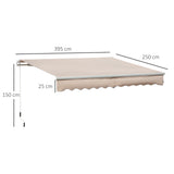Polyester Manual Awning 295cm Wide x 250cm Depth - Velmora