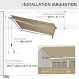Polyester Manual Retractable Awning 250cm Wide x 200cm Depth - Velmora