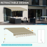 Polyester Manual Retractable Awning 250cm Wide x 200cm Depth - Velmora
