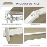 Polyester Manual Retractable Awning 250cm Wide x 200cm Depth - Velmora