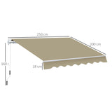 Polyester Manual Retractable Awning 250cm Wide x 200cm Depth - Velmora