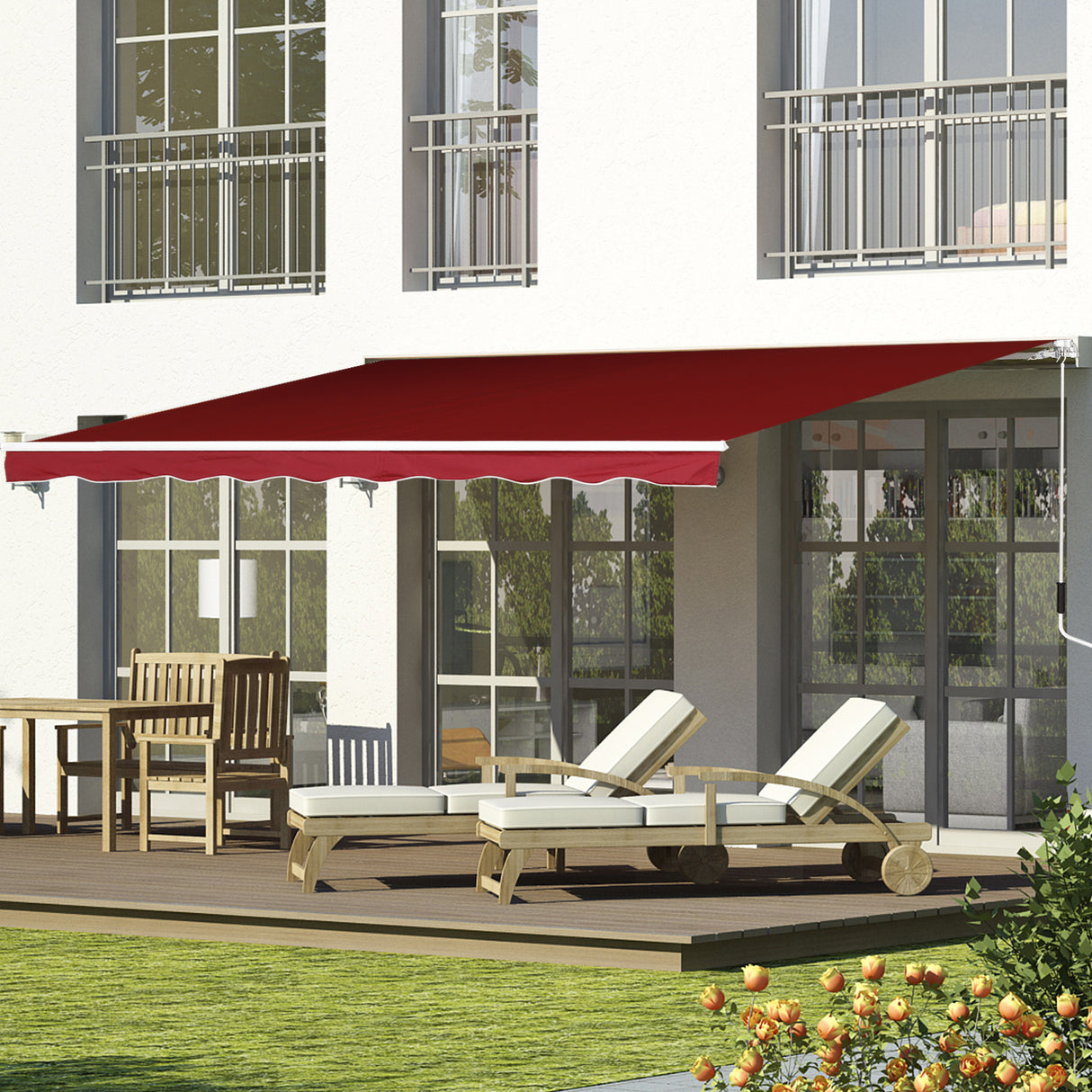 Polyester Manual Retractable Awning 250cm Wide x 200cm Depth - Velmora