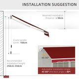 Polyester Manual Retractable Awning 250cm Wide x 200cm Depth - Velmora