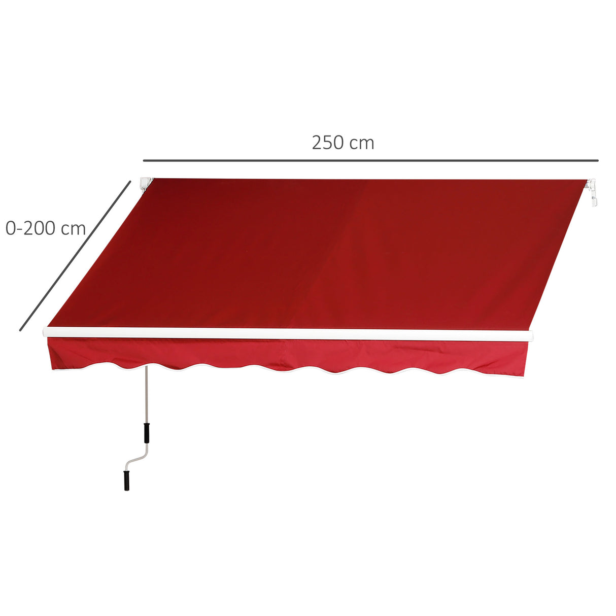 Polyester Manual Retractable Awning 250cm Wide x 200cm Depth - Velmora