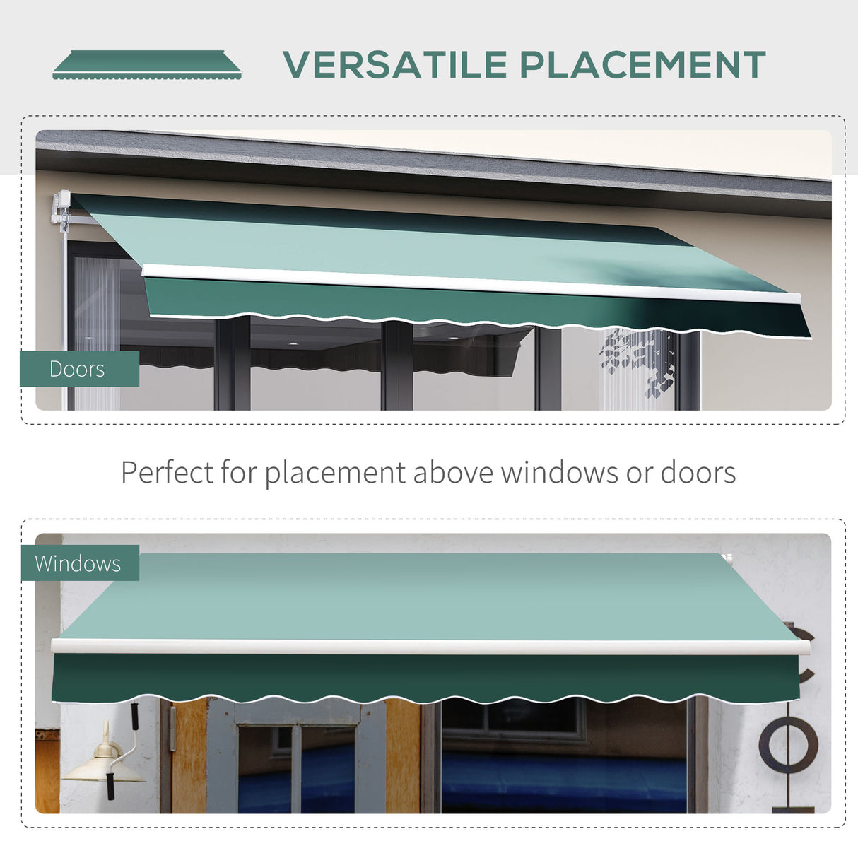 Polyester Manual Retractable Awning 250cm Wide x 237cm Depth - Velmora