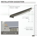 Polyester Manual Retractable Awning 250cm Wide x 237cm Depth - Velmora