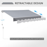 Polyester Manual Retractable Awning 250cm Wide x 237cm Depth - Velmora