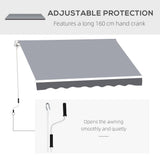 Polyester Manual Retractable Awning 250cm Wide x 237cm Depth - Velmora