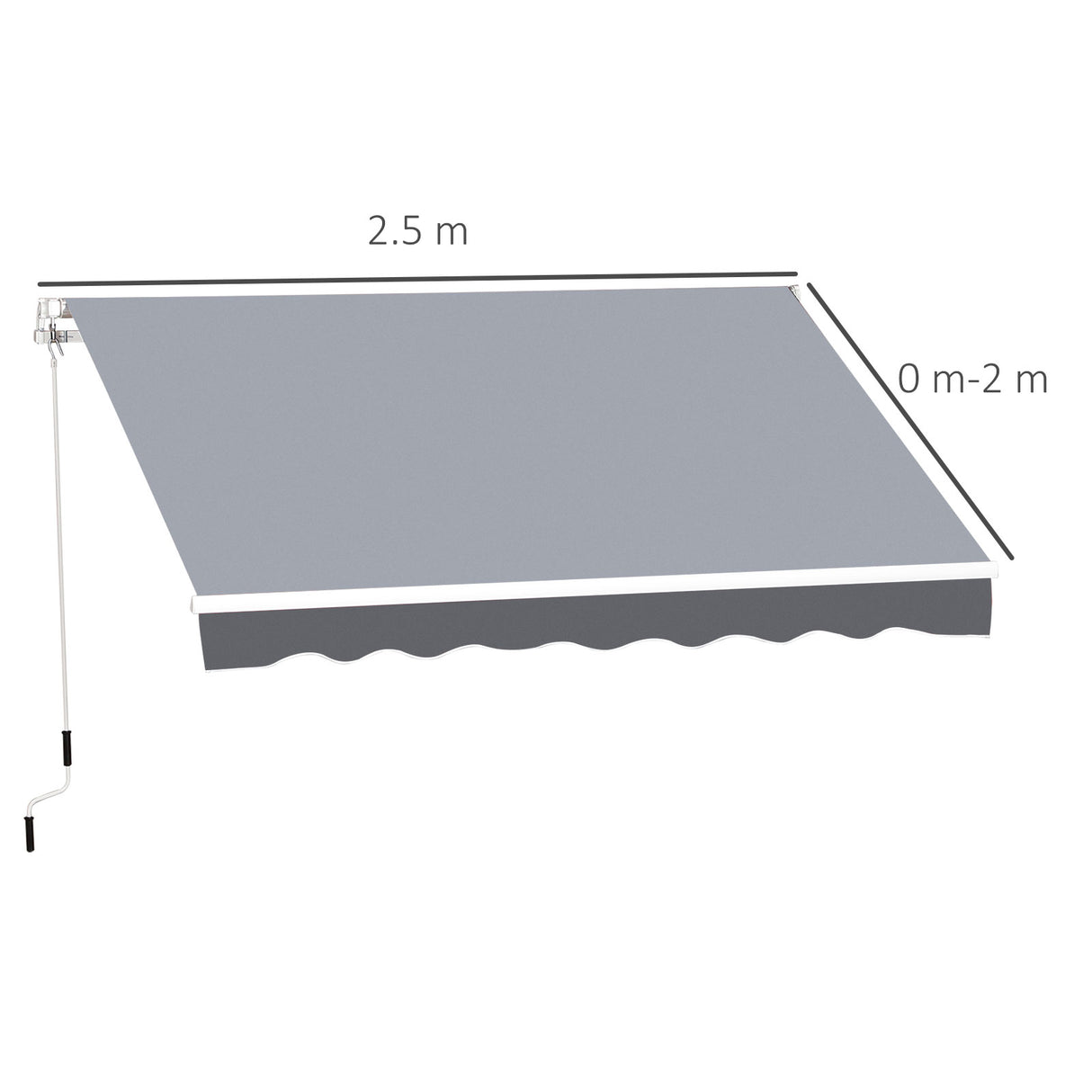 Polyester Manual Retractable Awning 250cm Wide x 237cm Depth - Velmora