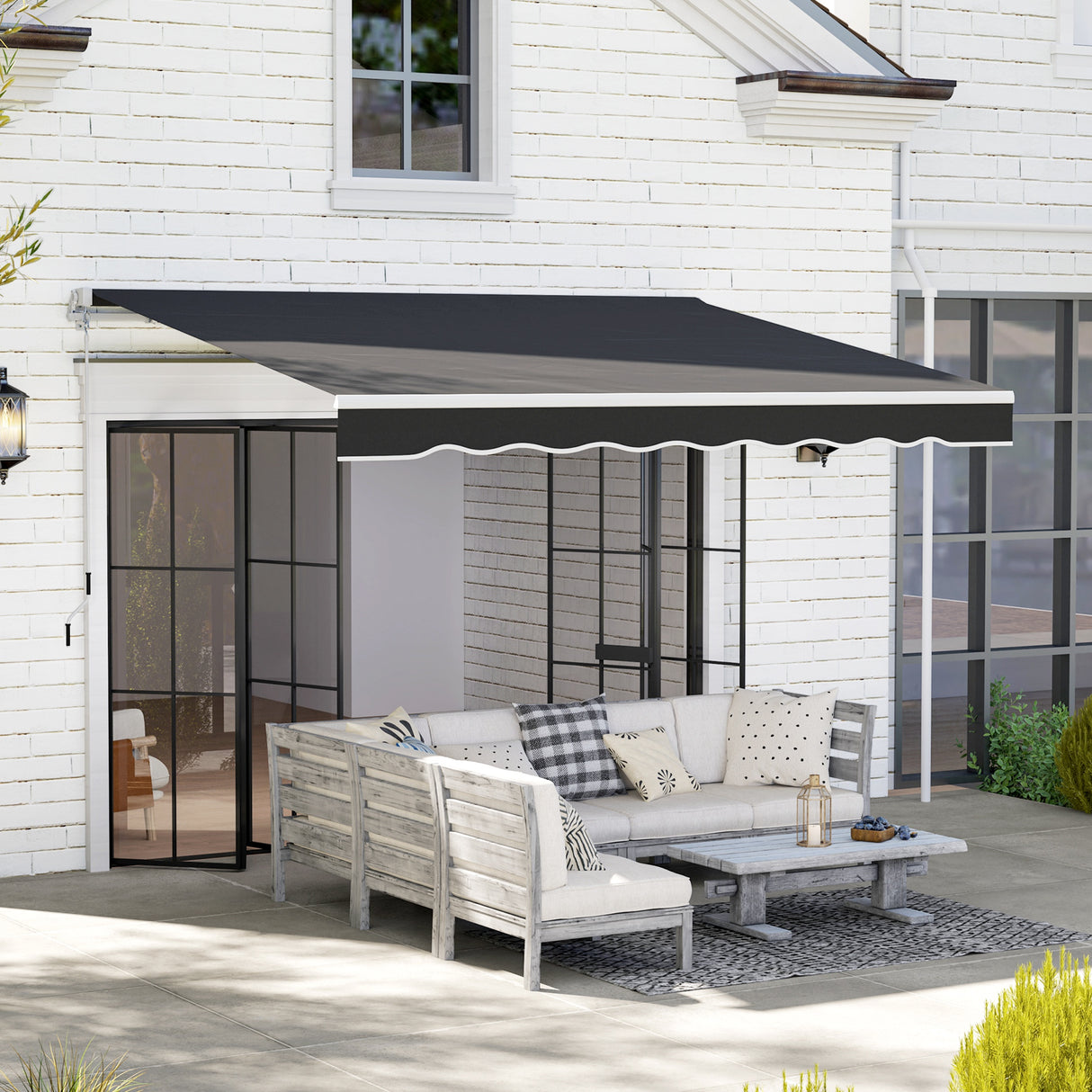 Polyester Manual Retractable Awning 250cm Wide x 237cm Depth - Velmora