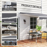 Polyester Manual Retractable Awning 250cm Wide x 237cm Depth - Velmora