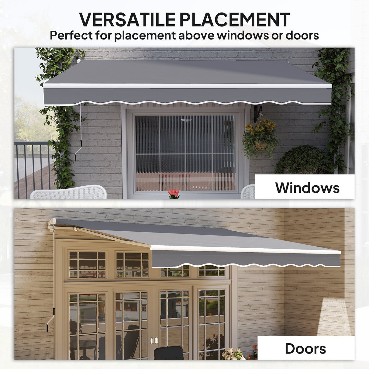 Polyester Manual Retractable Awning 250cm Wide x 237cm Depth - Velmora