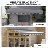 Polyester Manual Retractable Awning 250cm Wide x 237cm Depth - Velmora