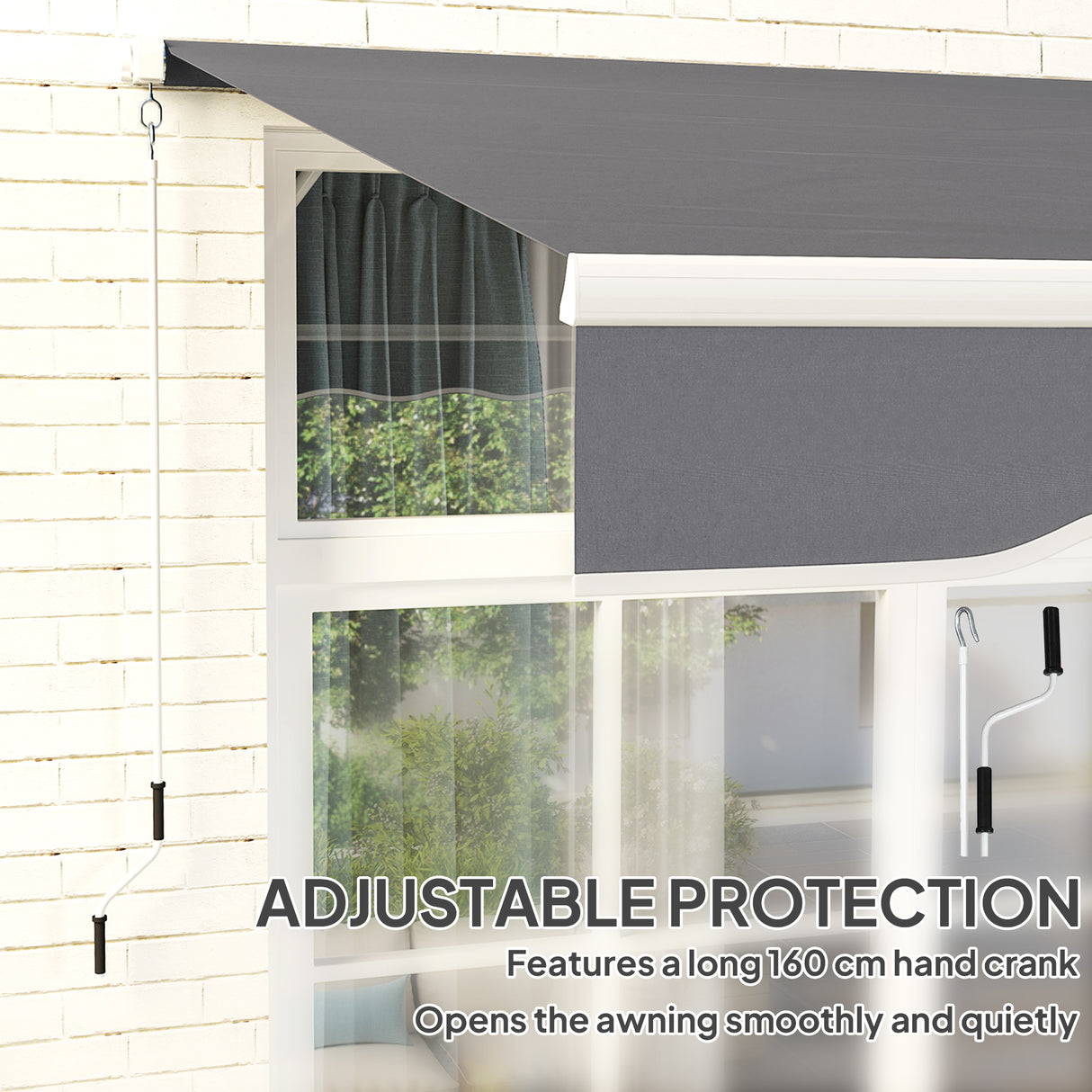 Polyester Manual Retractable Awning 250cm Wide x 237cm Depth - Velmora