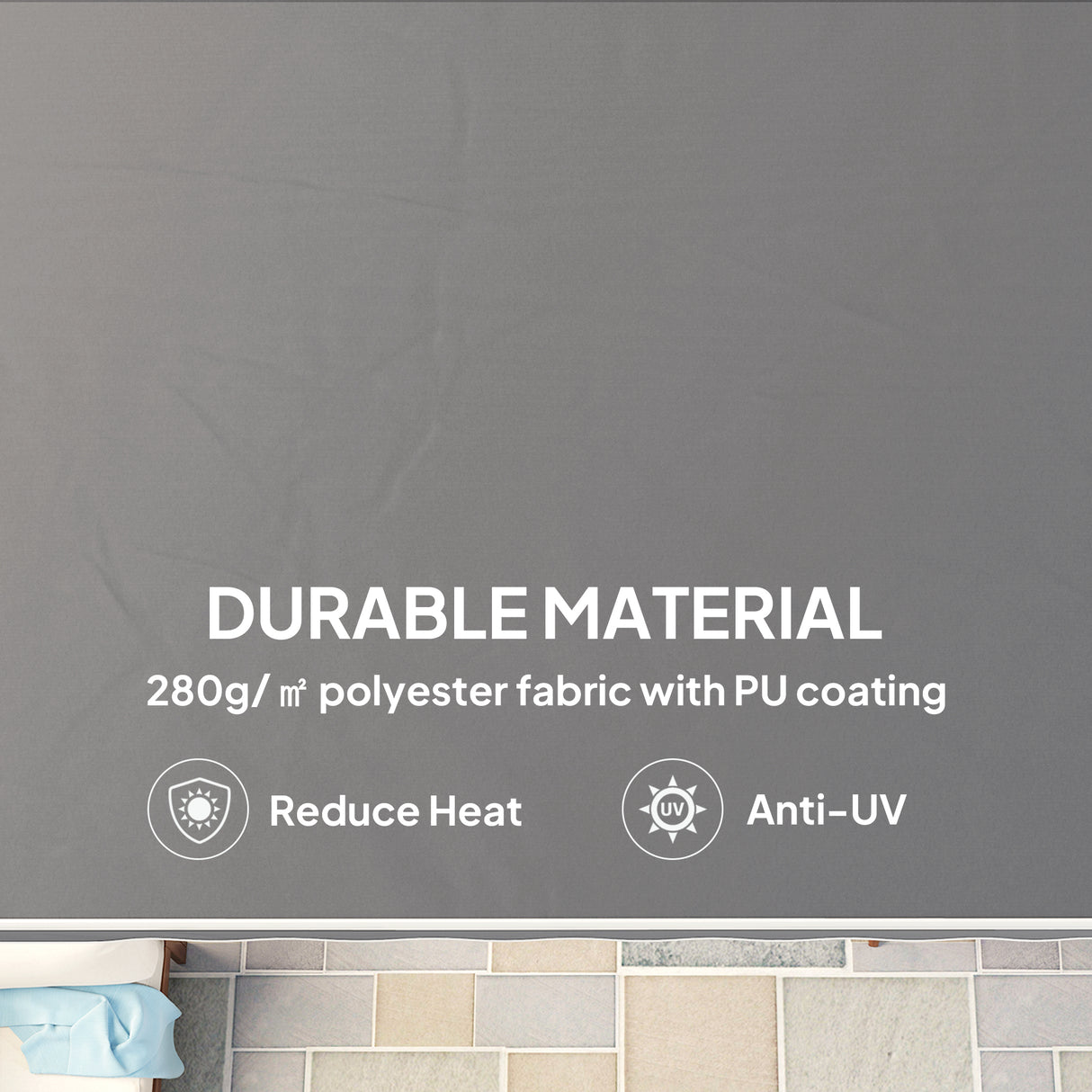 Polyester Manual Retractable Awning 250cm Wide x 237cm Depth - Velmora