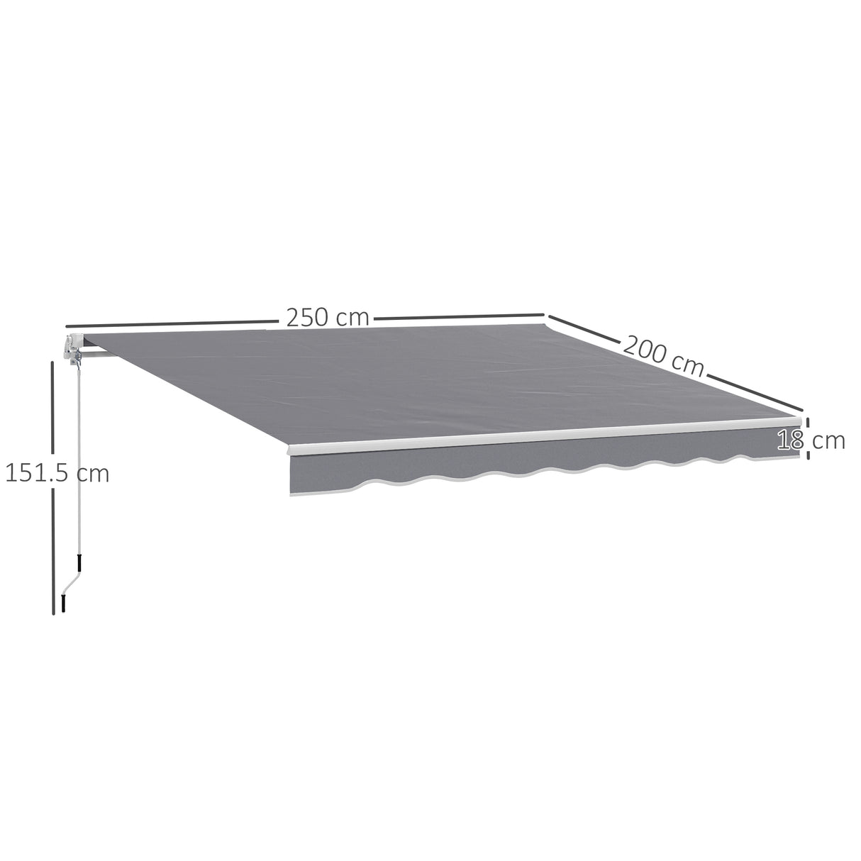 Polyester Manual Retractable Awning 250cm Wide x 237cm Depth - Velmora