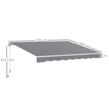 Polyester Manual Retractable Awning 250cm Wide x 237cm Depth - Velmora