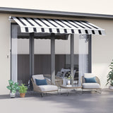 Polyester Manual Retractable Awning 250cm Wide x 237cm Depth With White Stripes - Velmora