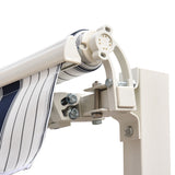 Polyester Manual Retractable Awning 250cm Wide x 237cm Depth With White Stripes - Velmora